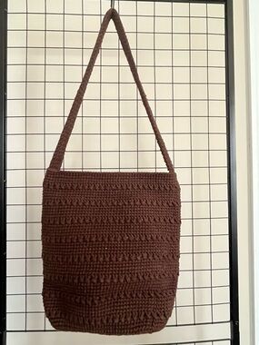 Handmade Brown Crochet Shoulder Bag